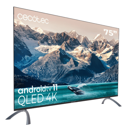 Imagen 2 Disfruta de la TV QLED V2 series VQU20075S de 75 pulgadas con resolución 4K UHD, Android TV 11, Google Assistant y Chromecast para una experiencia inmersiva.