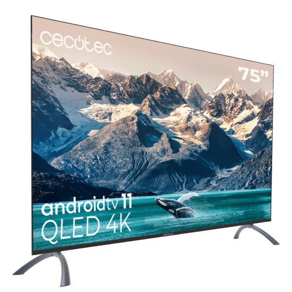 Imagen 2 Disfruta de la TV QLED V2 series VQU20075S de 75 pulgadas con resolución 4K UHD, Android TV 11, Google Assistant y Chromecast para una experiencia inmersiva.