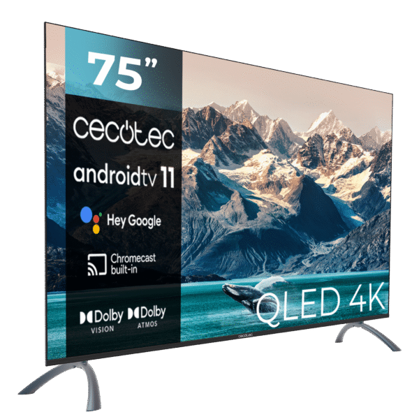 Imagen 4 Disfruta de la TV QLED V2 series VQU20075S de 75 pulgadas con resolución 4K UHD, Android TV 11, Google Assistant y Chromecast para una experiencia inmersiva.