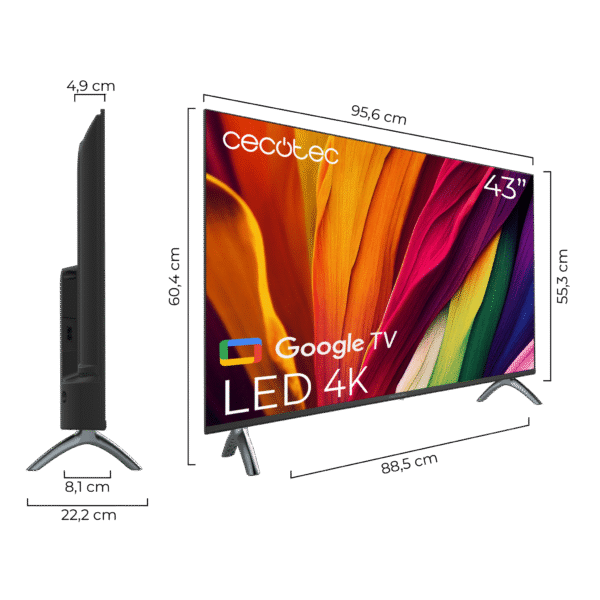 Imagen 3 Smart TV Cecotec A4 ALU40043 de 43 pulgadas con resolución 4K UHD, Google TV, HDR10 y Dolby Audio. Disfruta de la máxima conectividad con HDMI 2.1 y Chromecast.