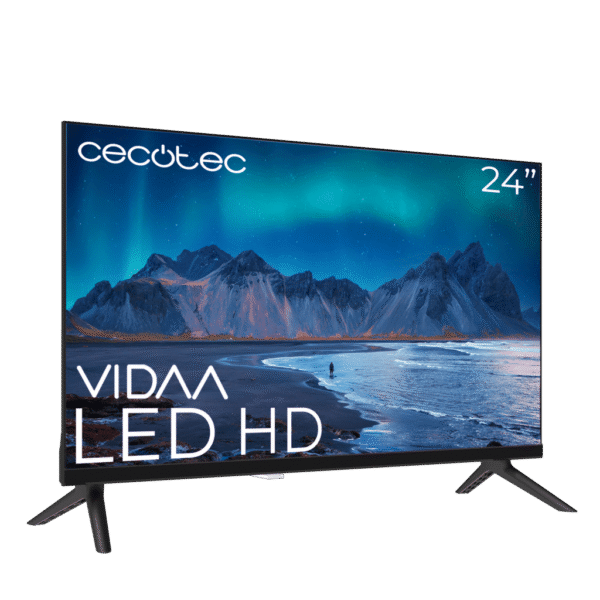 Imagen 2 Televisor Cecotec A5 series ALH50024 de 24 pulgadas con resolución HD, sistema operativo VIDAA y sonido Dolby. Ideal para espacios reducidos con conectividad HDMI.